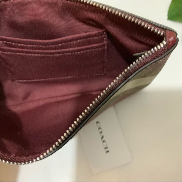Coach Signature Striped Large Zip Close Wristlet Purse Clutch - Picture 5 of 8